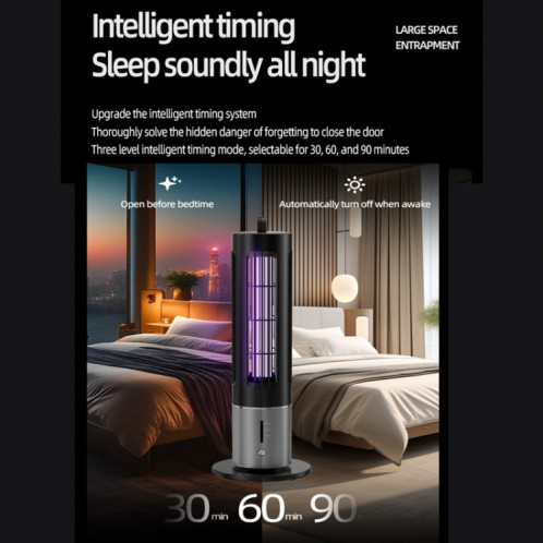 Lampe anti-moustique UV portable D9, piège à mouches muet rechargeable avec synchronisation à 3 vitesses (noir) SH801A25-016