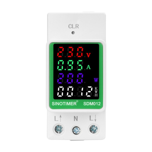 SINOTIMER DIN Rail AC Affichage numérique Courant Tension Puissance Électricité Testeur Multifonction, Modèle: SDM012-1 SS29021130-05