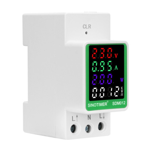 SINOTIMER DIN Rail AC Affichage numérique Courant Tension Puissance Électricité Testeur Multifonction, Modèle: SDM012-2 SS290196-05