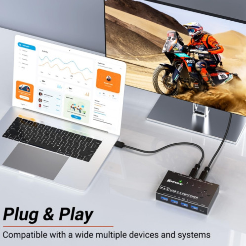 KC-KM434B USB3.0 4 ports USB périphérique partagé 4 ports périphérique de partage d'imprimante clavier souris commutateur SH6411129-09