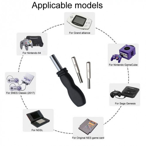 Pour le démontage de la console de jeu N64/NGC/SFC, outils matériels, accessoires de tournevis, modèle : poignée. SH1304404-06