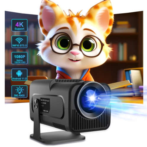 Projecteur HY320 1080P 390ANSI 4K Android 11 avec Wifi 6 Bluetooth 5.0 prise en charge Miracast / Airplay / DLNA prise américaine SH1601886-015