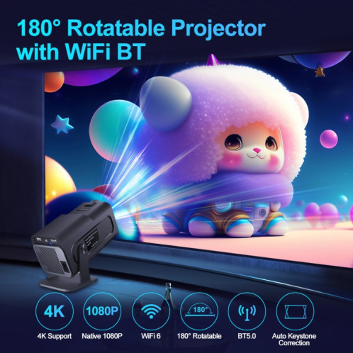 Projecteur HY320 1080P 390ANSI 4K Android 11 avec Wifi 6 Bluetooth 5.0 prise en charge Miracast / Airplay / DLNA prise américaine SH1601886-015