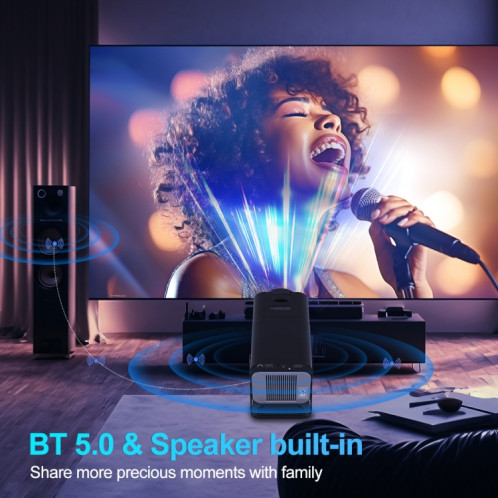 Projecteur HY320 1080P 390ANSI 4K Android 11 avec Wifi 6 Bluetooth 5.0 prise en charge Miracast / Airplay / DLNA prise ue SH1602710-015