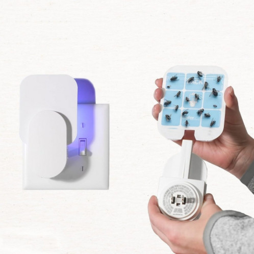 Piège à mouches rechargeable enfichable pour mouches, mites, moucherons et autres insectes volants avec 2 cartes de colle prise ue (blanc) SH31011200-07