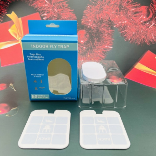 Piège à mouches rechargeable enfichable pour mouches, mites, moucherons et autres insectes volants avec 2 cartes de colle prise ue (blanc) SH31011200-07