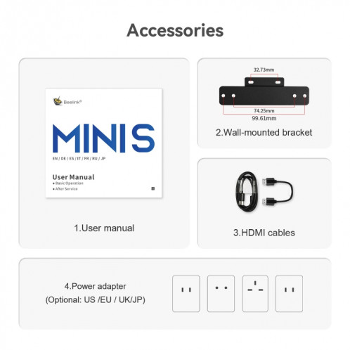 Beelink MINI S12 Pro Office Mini PC Processeur Alder Lake-N100 16 Go DDR4, 500 Go SSD Prise US SB0002907-012