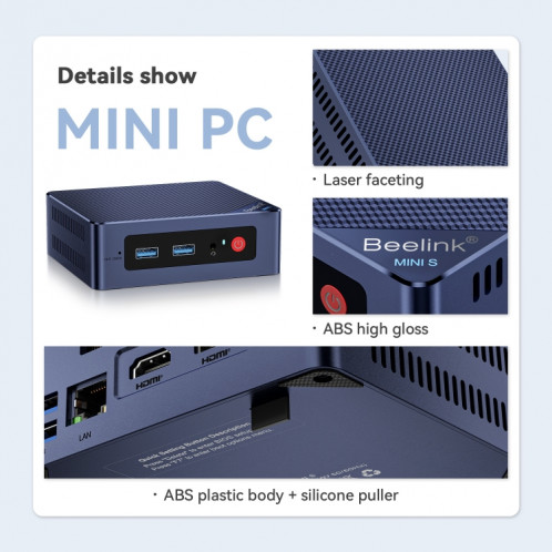 Beelink MINI S12 Pro Office Mini PC Processeur Alder Lake-N100 16 Go DDR4, 500 Go SSD Prise US SB0002907-012