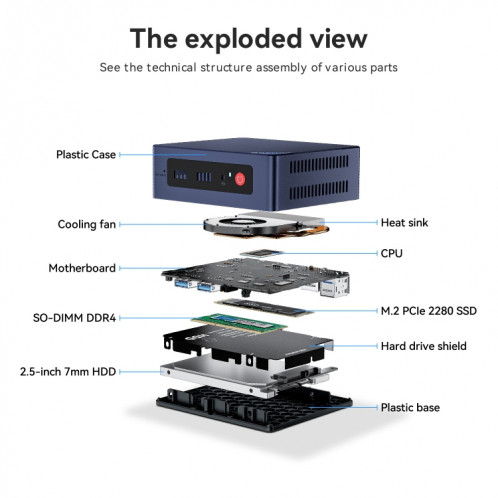 Beelink MINI S12 Pro Office Mini PC Processeur Alder Lake-N100 16 Go DDR4, 500 Go SSD Prise US SB0002907-012