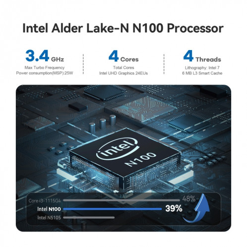 Beelink EQ12 Office Mini PC Processeur Alder Lake-N100 16 Go DDR5 RAM 500 Go SSD Prise UE SB1502750-010