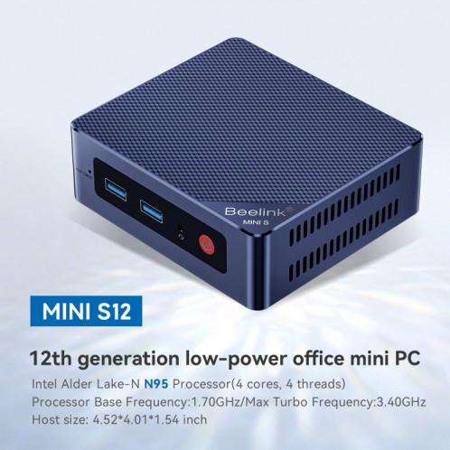 Beelink MINI S12 Mini PC Processeur Alder Lake-N95 16 Go DDR4 500 Go SSD Prise UK SB1803160-011
