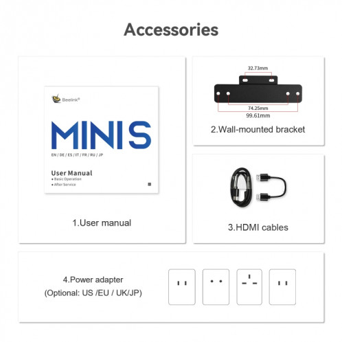 Beelink MINI S12 Mini PC Processeur Alder Lake-N95 16 Go DDR4 500 Go SSD Prise UK SB1803160-011
