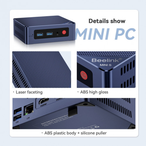 Beelink MINI S12 Mini PC Processeur Alder Lake-N95 16 Go DDR4 500 Go SSD Prise UK SB1803160-011