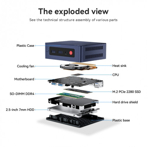 Beelink MINI S12 Mini PC Processeur Alder Lake-N95 16 Go DDR4 500 Go SSD Prise UK SB1803160-011