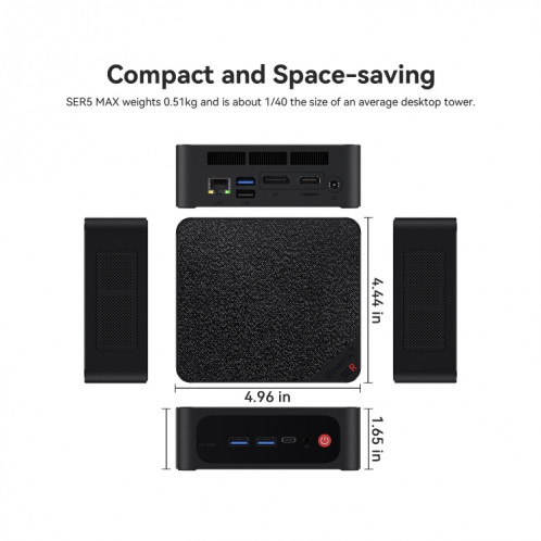 Beelink SER5 MAX Mini ordinateur AMD Ryzen 7 5800H processeur 16 Go DDR4 500 Go SSD prise US SB2401820-019