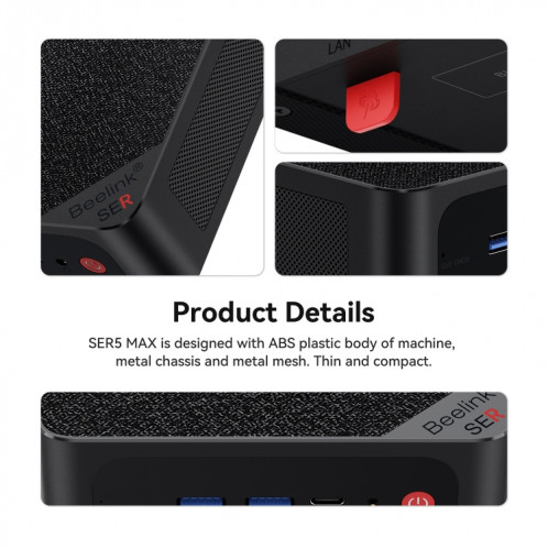 Beelink SER5 MAX Mini ordinateur AMD Ryzen 7 5800H processeur 16 Go DDR4 500 Go SSD prise UK SB2403758-019