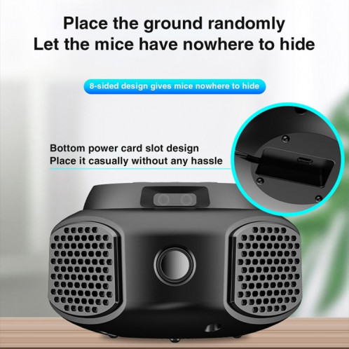 219 Répulsif de souris d'intérieur à ultrasons intelligent à conversion de fréquence multidimensionnelle (noir) SH101B1459-014