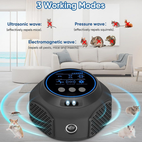 219 Répulsif de souris d'intérieur à ultrasons intelligent à conversion de fréquence multidimensionnelle (noir) SH101B1459-014