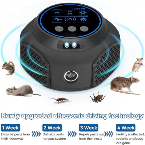 219 Répulsif de souris d'intérieur à ultrasons intelligent à conversion de fréquence multidimensionnelle (noir) SH101B1459-014