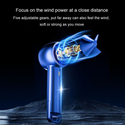 Ventilateur Turbo portatif à affichage numérique, chargement USB, petit ventilateur à boucle pliable (bleu) SH701C1832-010