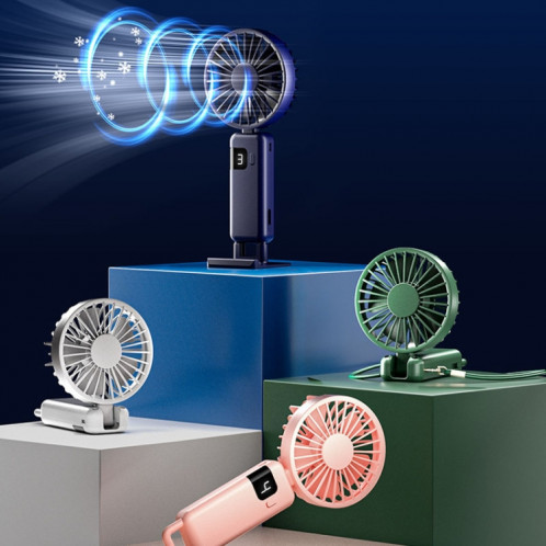 Affichage numérique portatif suspendu au cou muet petit ventilateur USB chargeant le ventilateur pliable tenu dans la main (bleu) SH901B1688-013