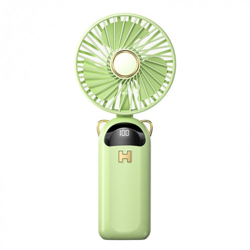 Ventilateur de charge USB à affichage numérique pliable, petit ventilateur d'extérieur à main suspendu au cou (vert) SH901A1433-011