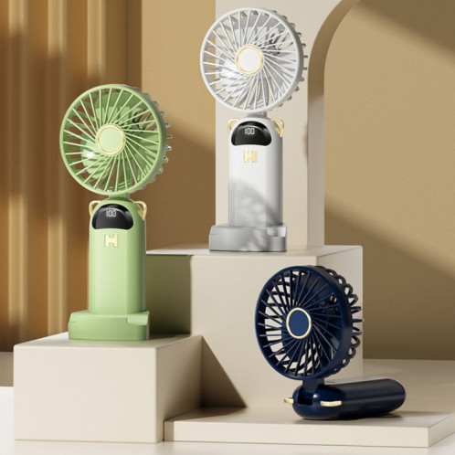 Ventilateur de charge USB à affichage numérique pliable, petit ventilateur d'extérieur à main suspendu au cou (bleu) SH901B357-011
