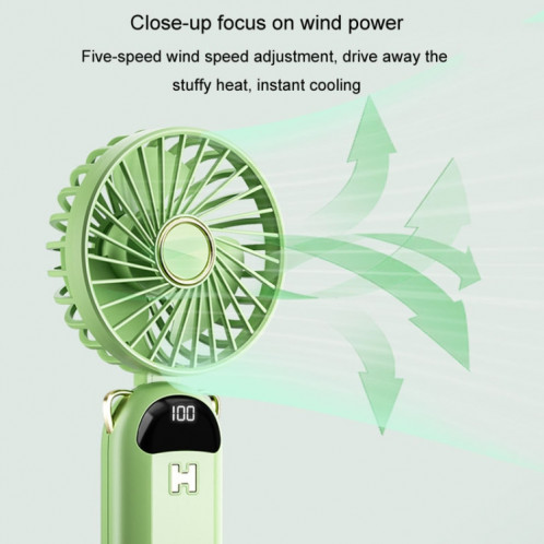 Ventilateur de charge USB à affichage numérique pliable, petit ventilateur d'extérieur à main suspendu au cou (bleu) SH901B357-011