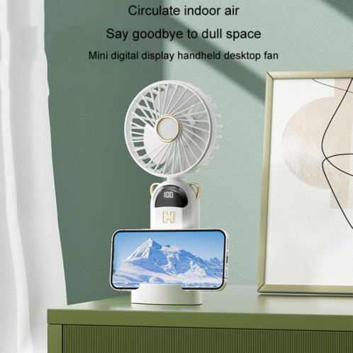 Ventilateur de charge USB à affichage numérique pliable, petit ventilateur d'extérieur à main suspendu au cou (bleu) SH901B357-011