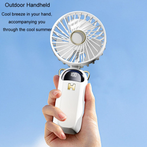 Ventilateur de charge USB à affichage numérique pliable, petit ventilateur d'extérieur à main suspendu au cou (bleu) SH901B357-011