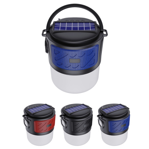 DV-V12 Lampe de camping solaire extérieure Carte FM Haut-parleur Bluetooth (Bleu) SH601B621-09
