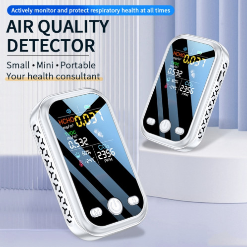 Moniteur de qualité de l'air 5 en 1, détecteur de CO2 TVOC HCHO, testeur de température et d'humidité (blanc) SH701B1382-013