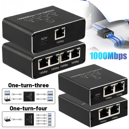 Répartiteur de réseau 1 à 3 Gigabit, partageur de réseau, répartiteur de câble réseau RJ45 SH57011060-06