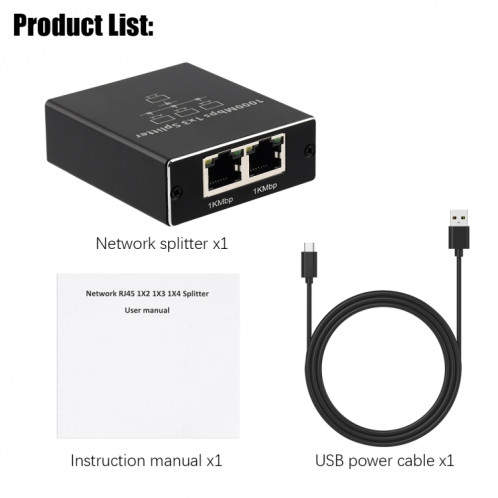Répartiteur de réseau 1 à 3 Gigabit, partageur de réseau, répartiteur de câble réseau RJ45 SH57011060-06