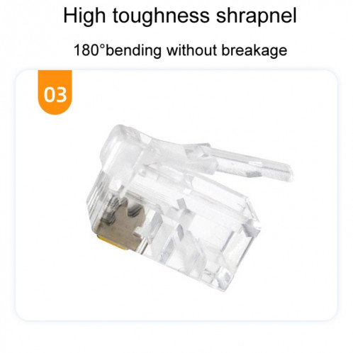 Connecteur de câble de téléphone 4P4C plaqué or à 2 broches, têtes en cristal, 4 cœurs, 1000 pièces/paquet SH6961270-05