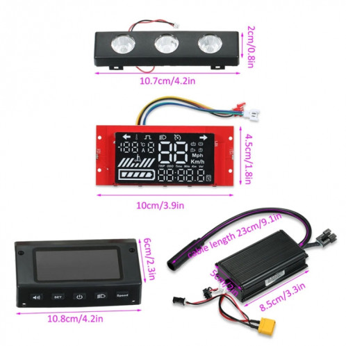Kit de panneau d'affichage de contrôleur numérique principal de scooter électrique de 8 pouces pour Kugoo S1 / S2 / S3 / ETWOW (noir) SH101A1999-06