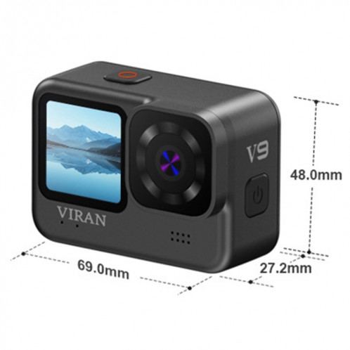 VIRAN V9 4K Caméra d'action anti-secousses de plongée à écran double couleur Enregistreur de voyage pour cyclisme en plein air (rond) SV101B1767-014