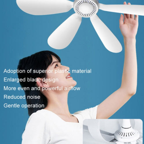Mini ventilateur de plafond à six pales, silencieux, à énergie éolienne élevée, pour dortoir, maison, style: ventilateur + cordon de contrôle de vitesse de télécommande SH2302610-016