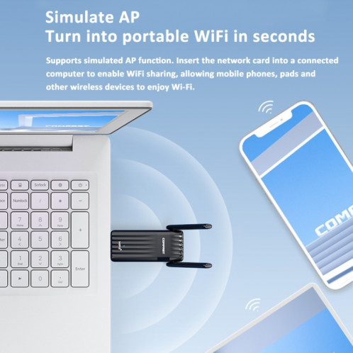 COMFAST CF-943F 900Mbps Wifi6 Bluetooth carte réseau 2.4G/5G adaptateur USB SC72221361-08