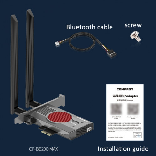 COMFAST BE200MAX 8774Mbps WiFi7 carte réseau Bluetooth 5.4 récepteur WiFi PCIE tri-bande SC7238953-015
