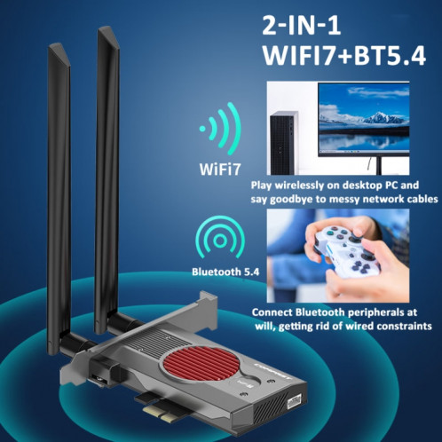 COMFAST BE200MAX 8774Mbps WiFi7 carte réseau Bluetooth 5.4 récepteur WiFi PCIE tri-bande SC7238953-015