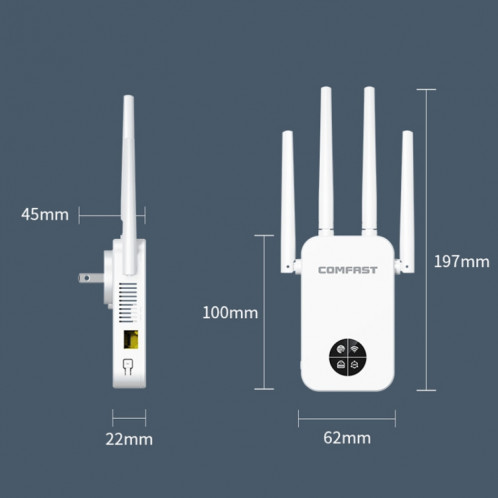COMFAST 762AC 1200 Mbps amplificateur de Signal WiFi répéteur WiFi double bande avec écran d'affichage OLED SC72421702-014