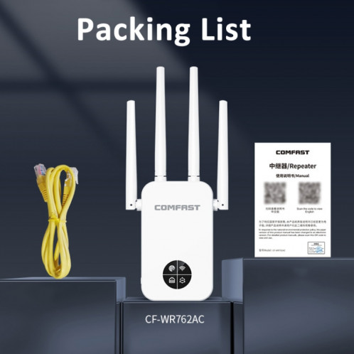 COMFAST 762AC 1200 Mbps amplificateur de Signal WiFi répéteur WiFi double bande avec écran d'affichage OLED SC72421702-014