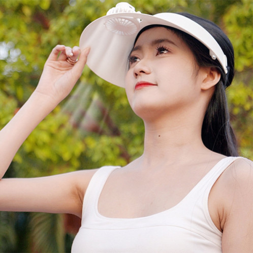 Chapeau de soleil à ventilateur rotatif réglable, Protection solaire extérieure d'été (blanc) SH601A1565-011