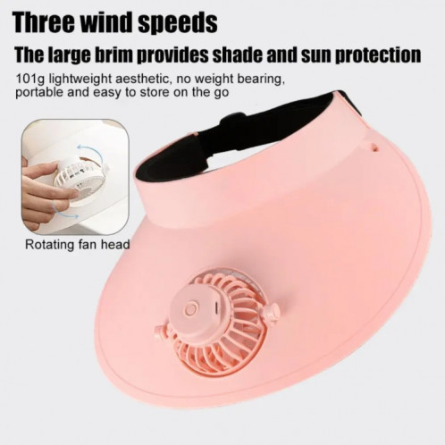 Chapeau de soleil à ventilateur rotatif réglable pour Protection solaire extérieure d'été (rose) SH601C889-011