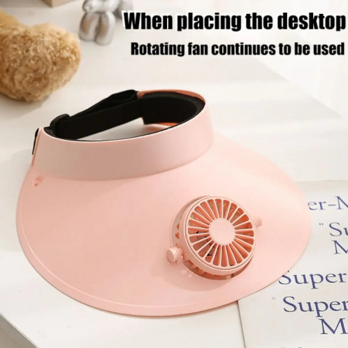 Chapeau de soleil à ventilateur rotatif réglable pour Protection solaire extérieure d'été (rose) SH601C889-011