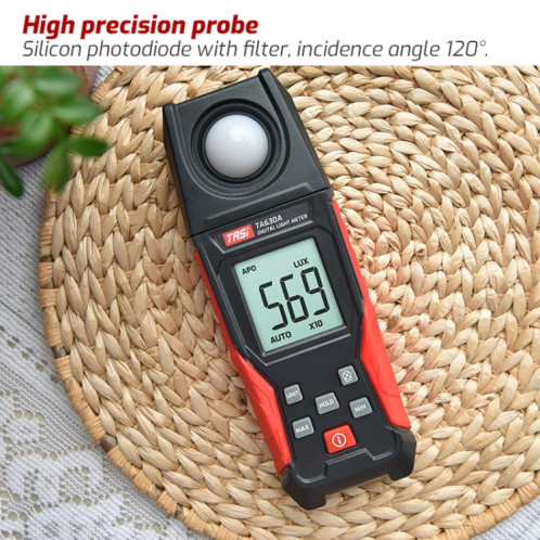 TASI TA630A compteur de lumière numérique intégré éclairement Lux mètre rétro-éclairage écran LCD 0.1-200000LUX/0.01-20000FC testeur de capteur de lumière ST1201386-08