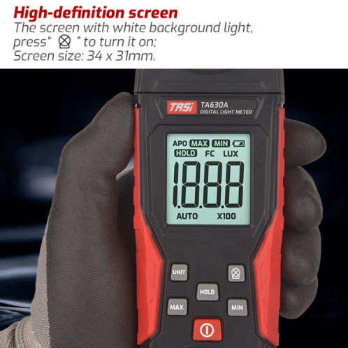 TASI TA630A compteur de lumière numérique intégré éclairement Lux mètre rétro-éclairage écran LCD 0.1-200000LUX/0.01-20000FC testeur de capteur de lumière ST1201386-08