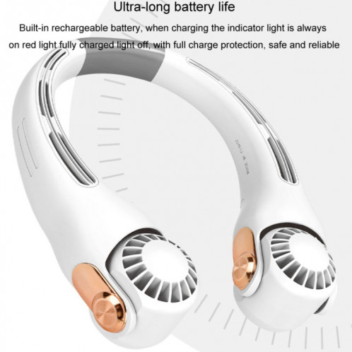 Mini ventilateur de cou en Silicone, Portable, USB, pour étudiant, extérieur, réglable (blanc) SH101B1472-011