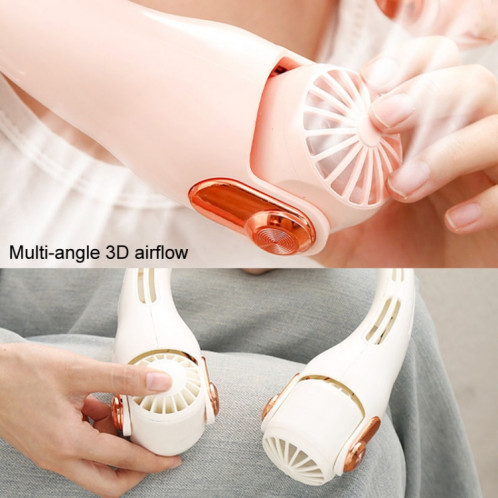 Mini ventilateur de cou en Silicone, Portable, USB, pour étudiant, extérieur, réglable (blanc) SH101B1472-011